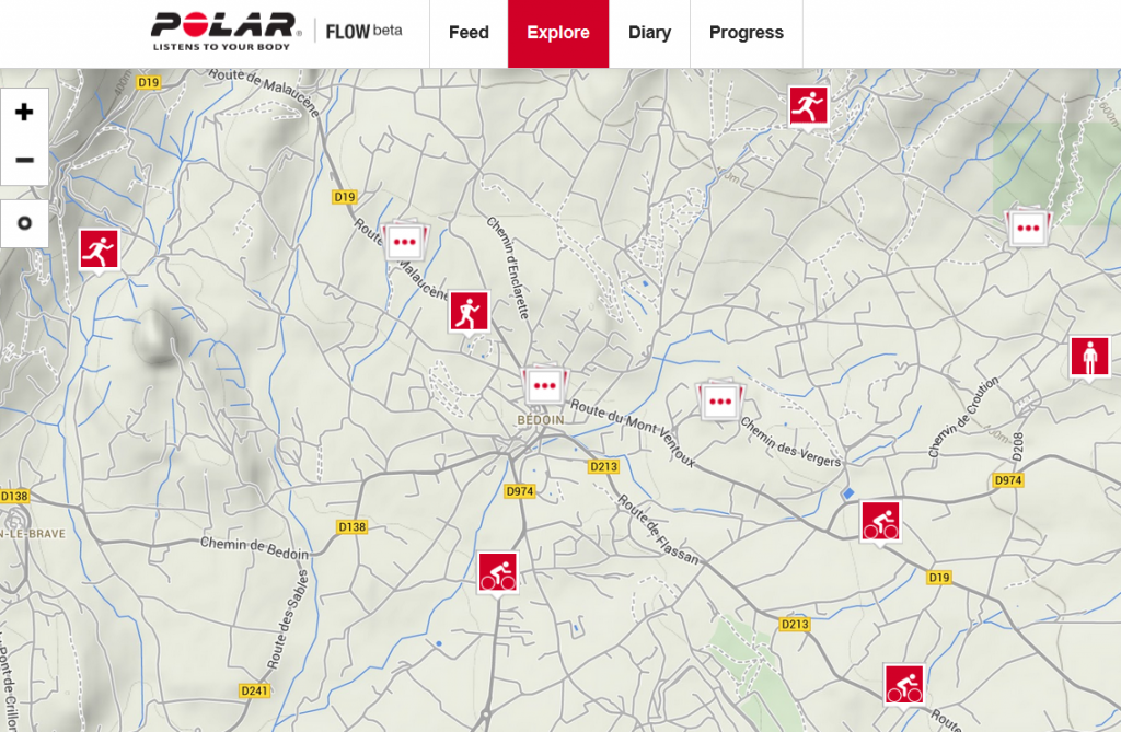 Exemples de parcours trouvés sur Polar Flow